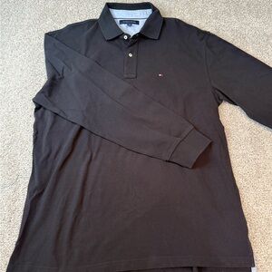 Men's Black Long Sleeve Polo Shirt